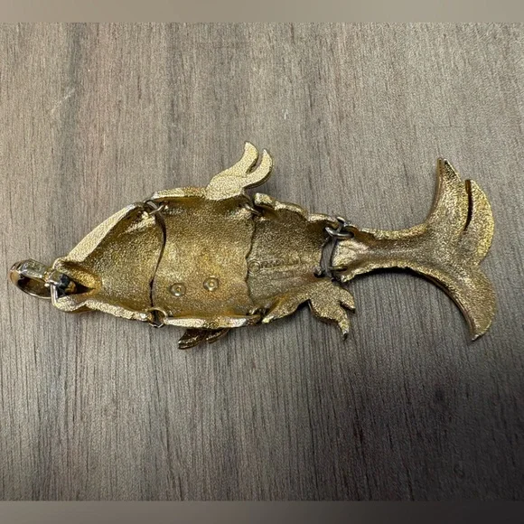 Vintage D’Orlan Articulated Koi Fish Pendant #8874 3.5” Long EUC - Picture 5 of 6